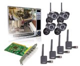 Lorex QLR464WB 4-Channel PCI DVR Card with 4 Digital Wireless Indoor/Outdoor Night Vision Camera (Black)