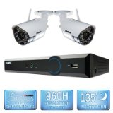 Lorex LX425W 4 Channel Wireless Security System with 500GB Hard Drive, 2 480TVL Cameras, and 90/135' Night Vision